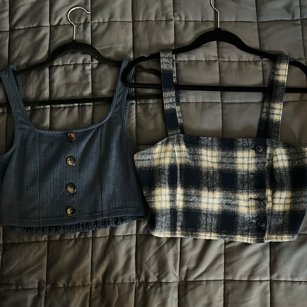 2-pack Blue crop tops